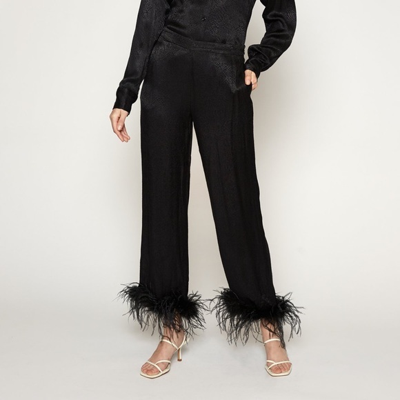 Feather Trim Pants